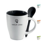 Dwukolorowy kubek z łyżeczką – DUAL z logo