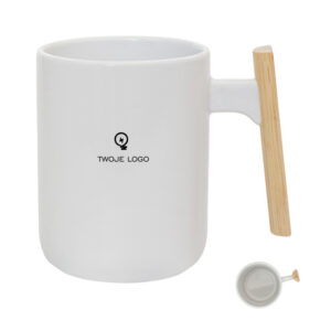 Kubek ceramiczny Sento, biały z logo