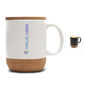 Kubek ceramiczny z bambusową przykrywką Giulia, biały