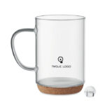 Kubek szklany 400ml z korkiem – LISBO z logo