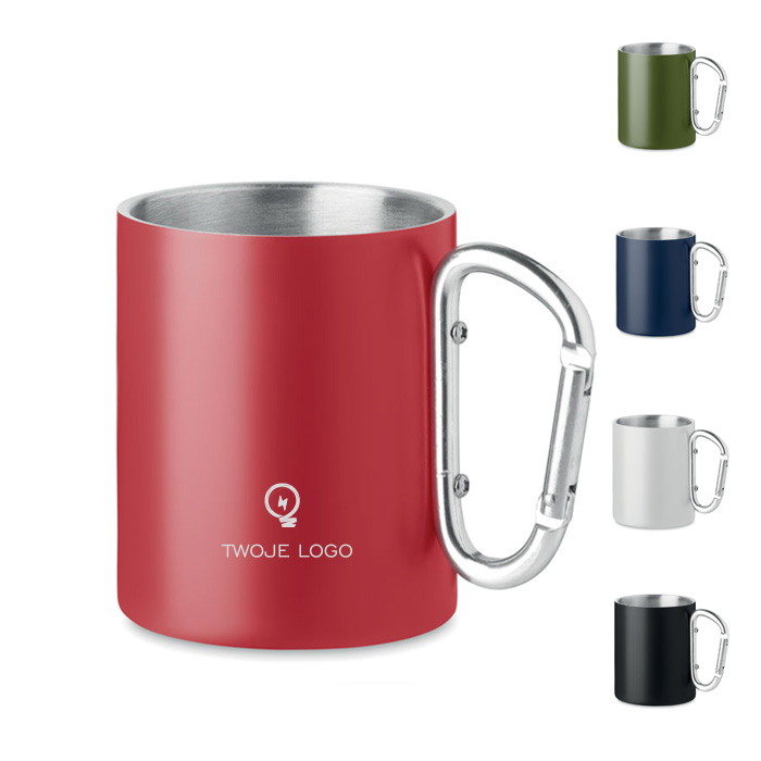 Metalowy dwuścienny kubek300ml – TRUMBA z logo