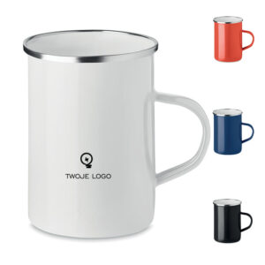 Metalowy emaliowany kubek – SILVER z logo