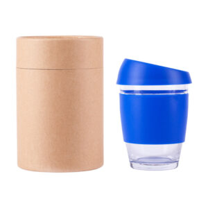 Szklany kubek Stylish 350 ml w eco tubie, niebieski
