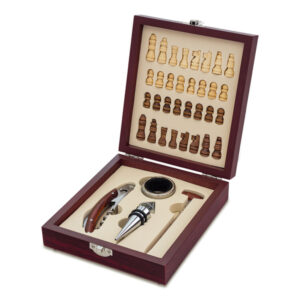 Zestaw do wina z szachami Sublime, brązowy